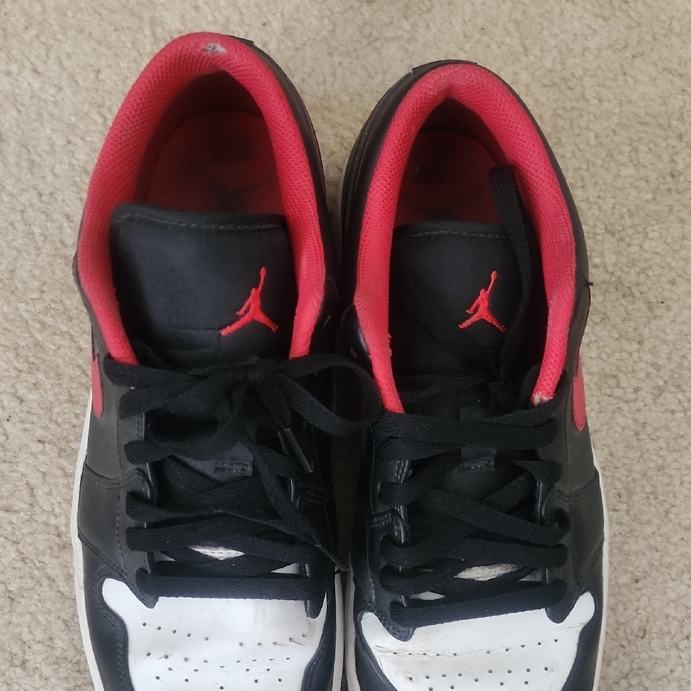 Jordan Low Top Sneakers in Black, White & Red - Picture 4 of 4